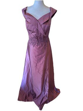 oleg cassini chiffon capelet dress Embellished Neckline Chiffon Dress with Cape